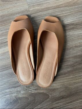 Madewell Cognac Leather Open-Toe Slide Mules